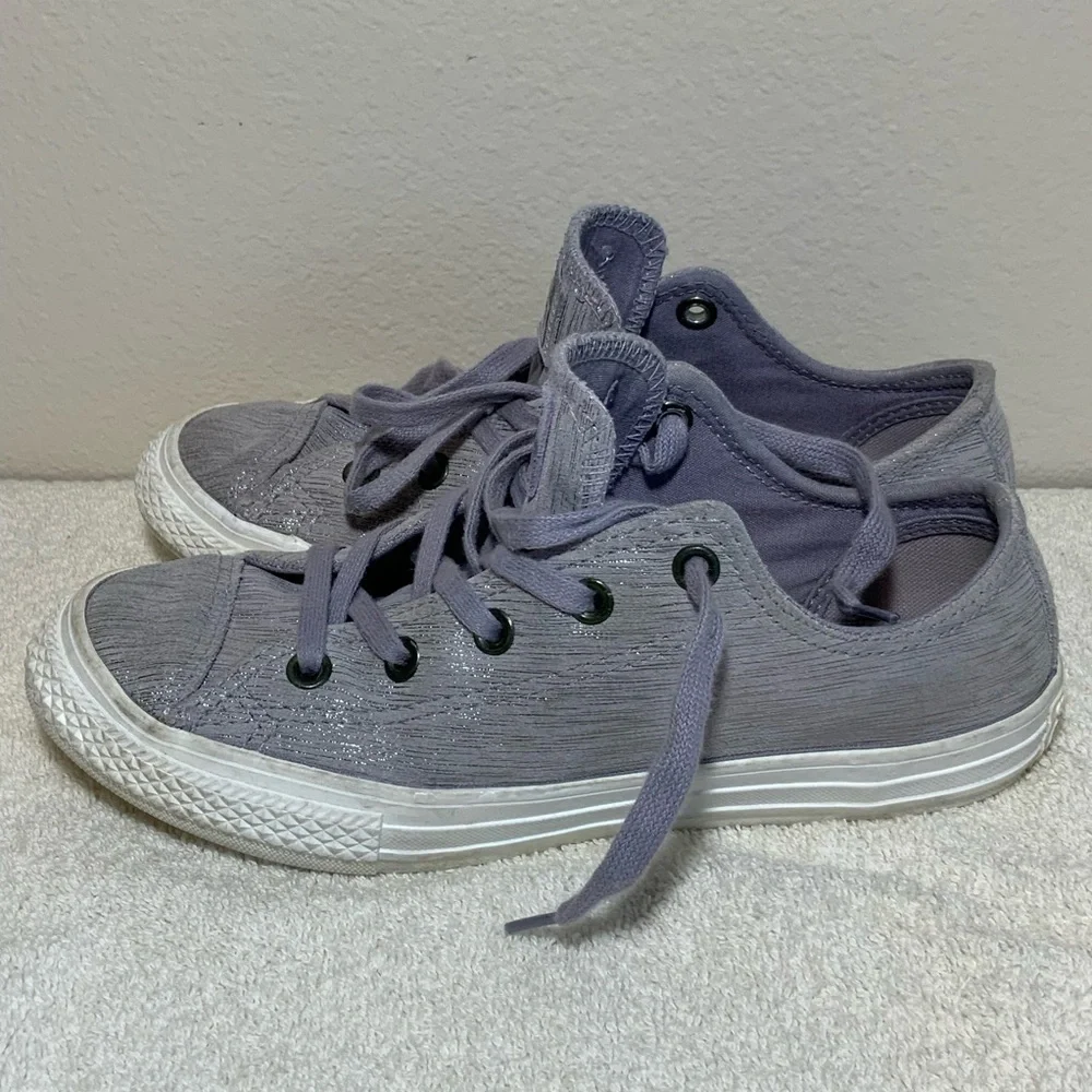 Converse All Star Purple Shimmer Leather Low Top Youth 3